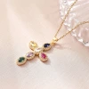 A new cross-border trade copper-plated real gold cross necklace accessory, simple pendant, trendy and versatile, set with colorful zircon Specification image